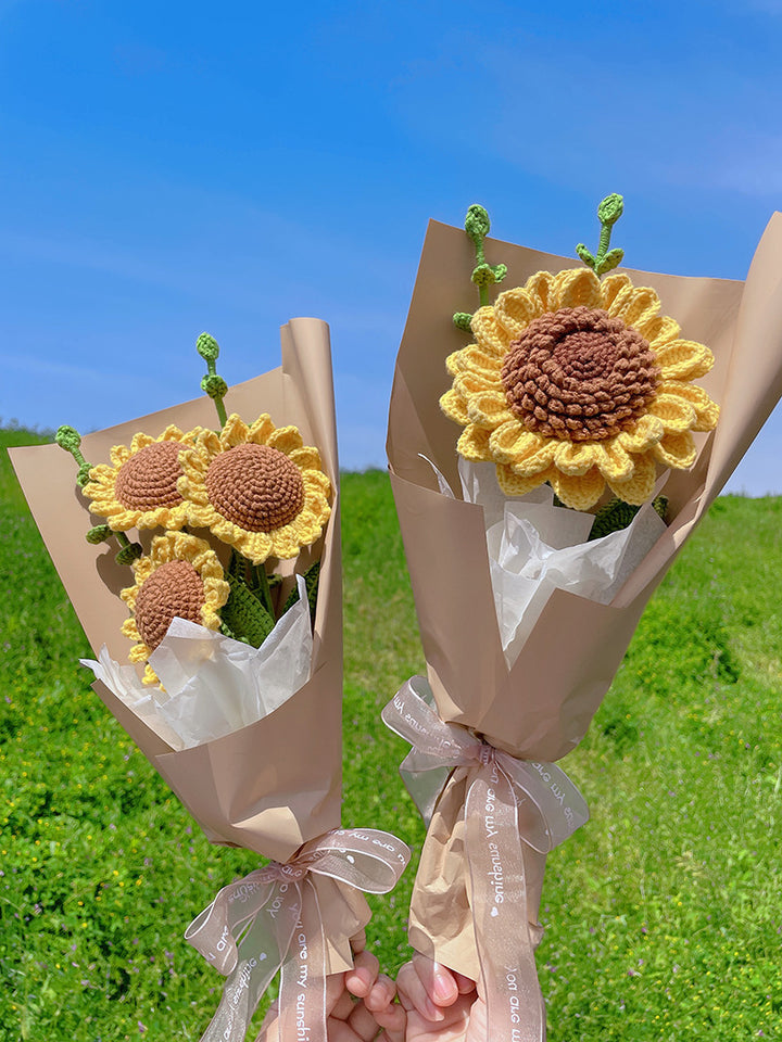 Sunflower Bouquet Wool Crochet Flower Material Bag