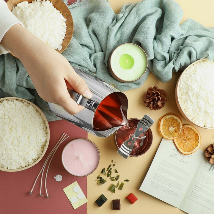 Candle Making Tool Set with wax, wicks, and colorful supplies for crafting candles