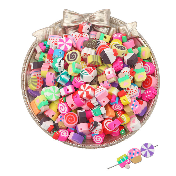 Colorful clay beads in various shapes and patterns by Arts And More for craft projects