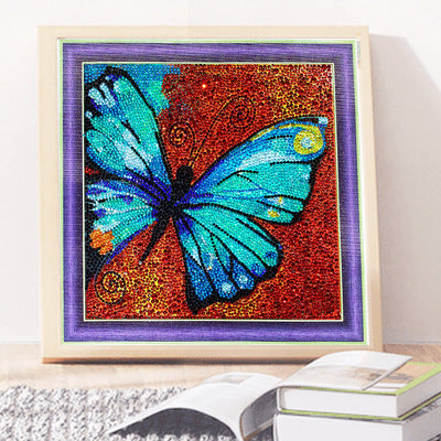 Vibrant Butterfly Diamond Painting Kit in a Framed Artwork, perfect for crafting enthusiasts