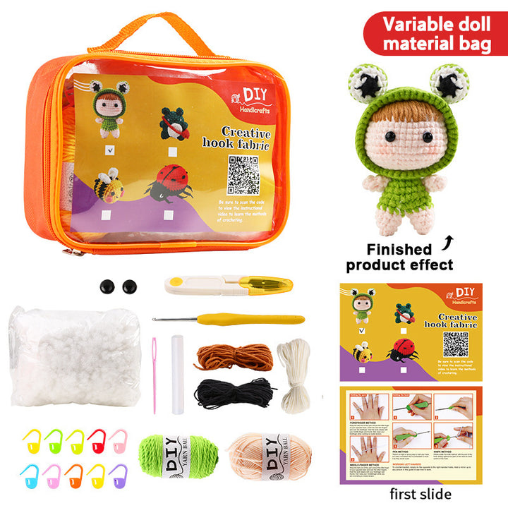 Arts And More DIY Doll Tool Kit with materials for crafting adorable crochet dolls and accessories