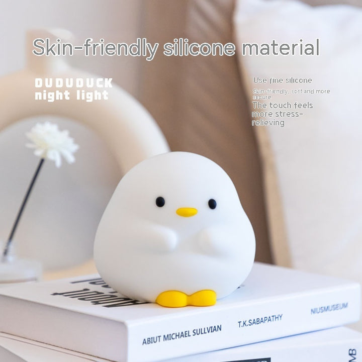 Duck LED Night Lamp in soft silicone design, providing a calming glow for bedrooms and nurseries
