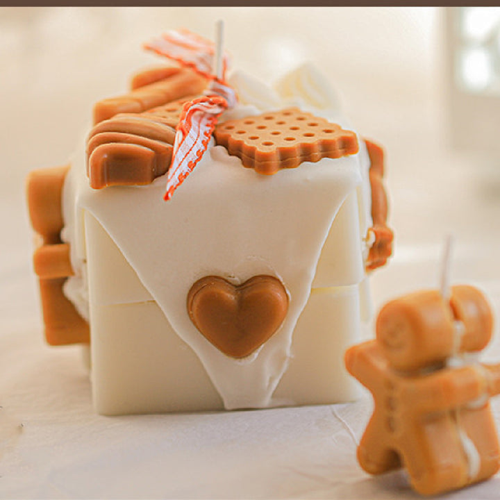 Gingerbread Candles in a festive design with cute gingerbread shapes for holiday decor