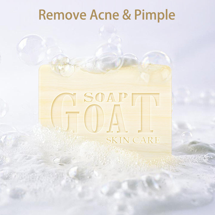 Arts And More Mite Removal Soap bar with goat milk for acne and pimple removal surrounded by foam