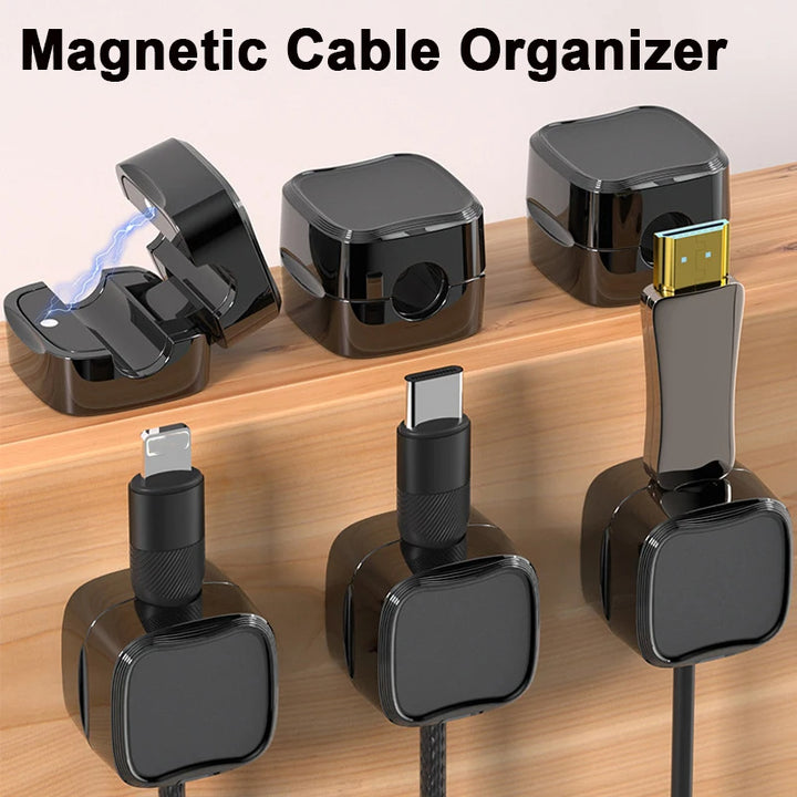 Magnetic Cable Clips in Black for Organizing Cords and Preventing Tangles in Home Improvement Kits