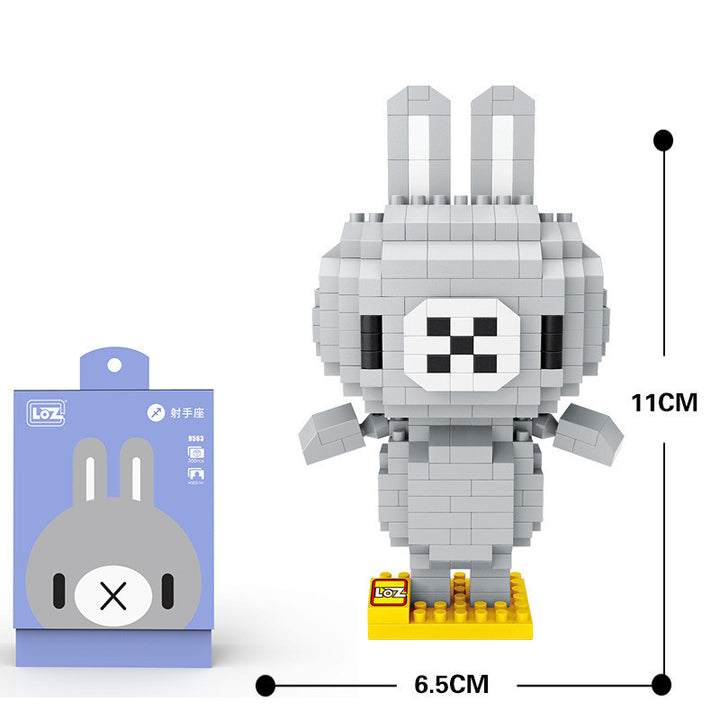 Kids DIY Kit featuring Small Particle Building Blocks to construct a cute grey bunny figure