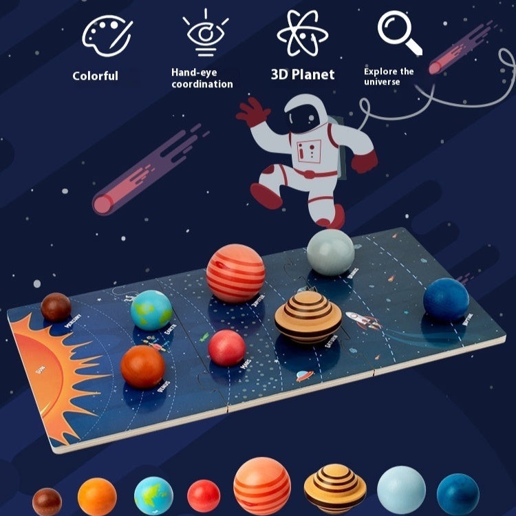 Arts And More Kids’ DIY Kits Solar System Puzzle with colorful 3D planets and astronaut for hand-eye coordination