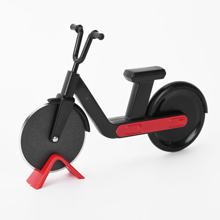Stainless Steel Pizza Wheel in a unique bike design with a sturdy handle for easy slicing