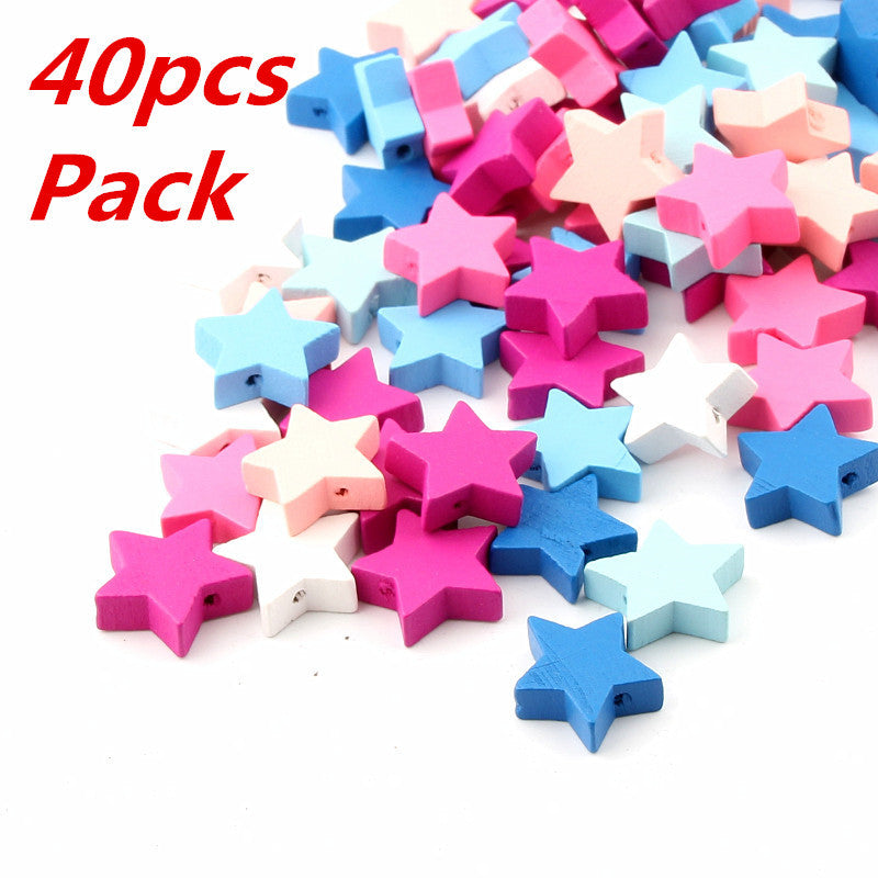 40pcs pack of colorful star-shaped beaded materials for arts and crafts projects