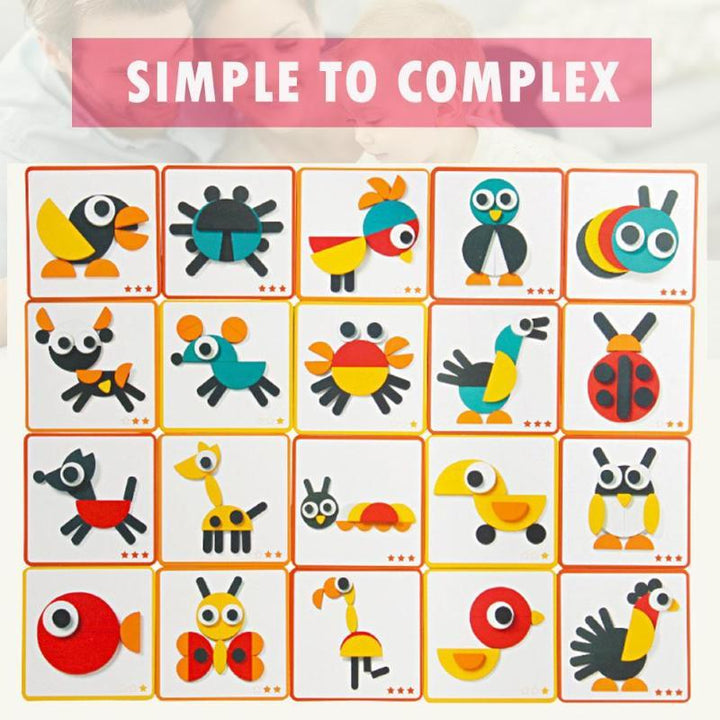 Arts And More Kids DIY Kits Stereo Puzzle with colorful animal shapes from simple to complex designs