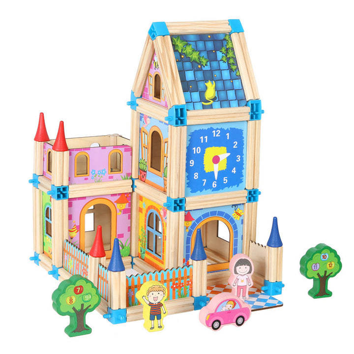 Colorful Kids DIY Wooden Building Blocks Set for Creative Construction and Playtime Fun