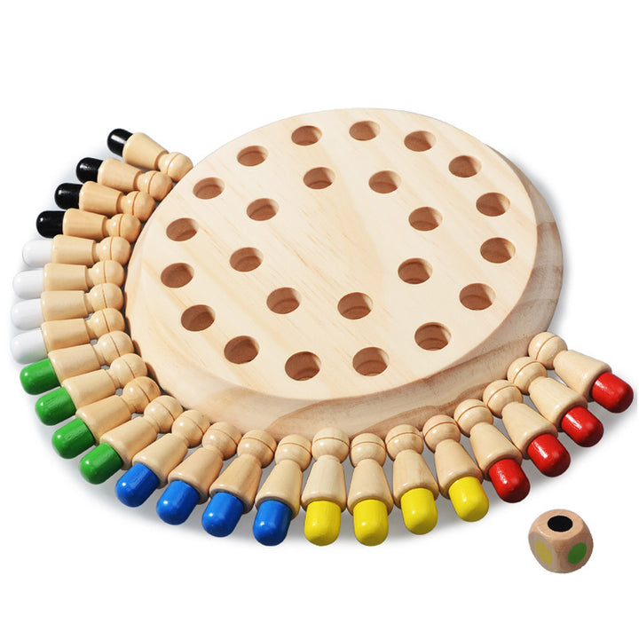 Arts And More wooden party game with colorful pegs and round wooden board for family fun