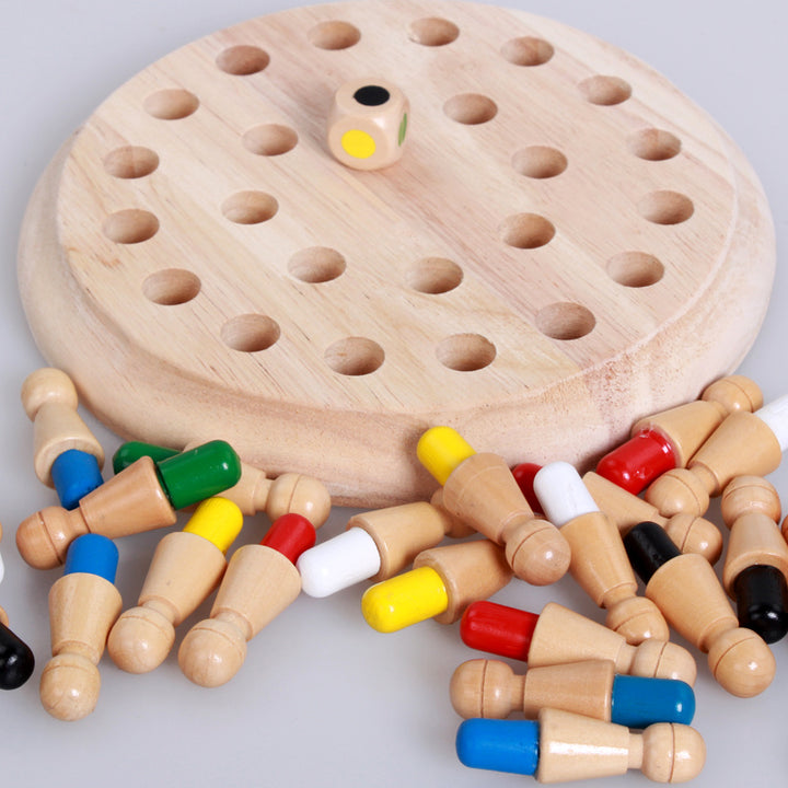 Wooden Party Game with round board and colorful wooden pegs for arts and crafts kits