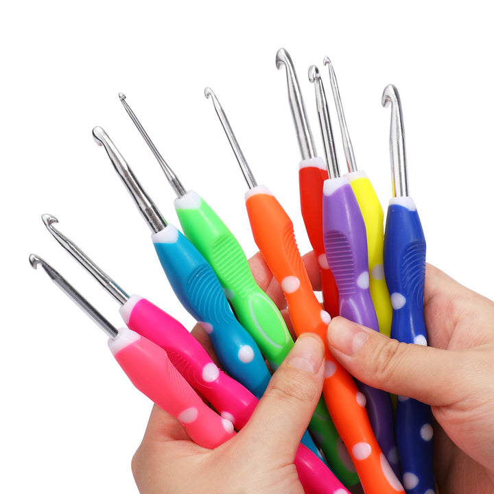 Two-color Soft Handle Aluminum Crochet Hook Rainbow Crochet Set 🌈🧶