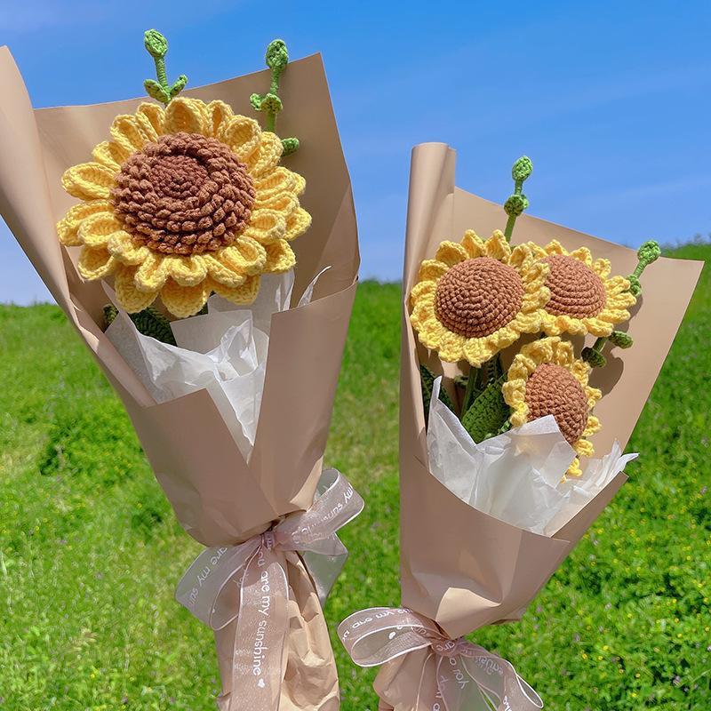 Sunflower Bouquet Wool Crochet Flower Material Bag