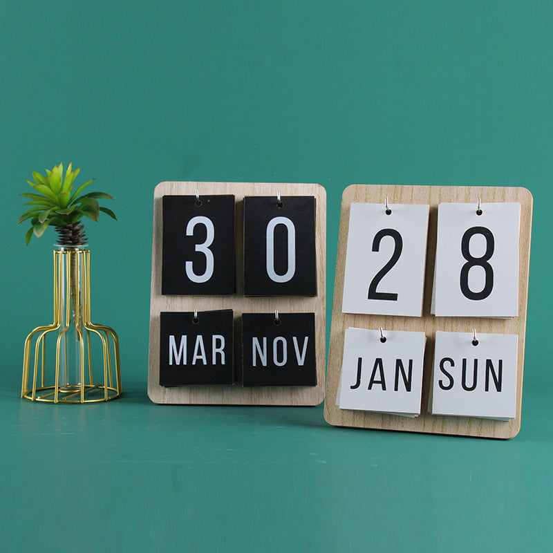 Wooden Manual Combination Perpetual Calendar – Pastoral Style Home Decor