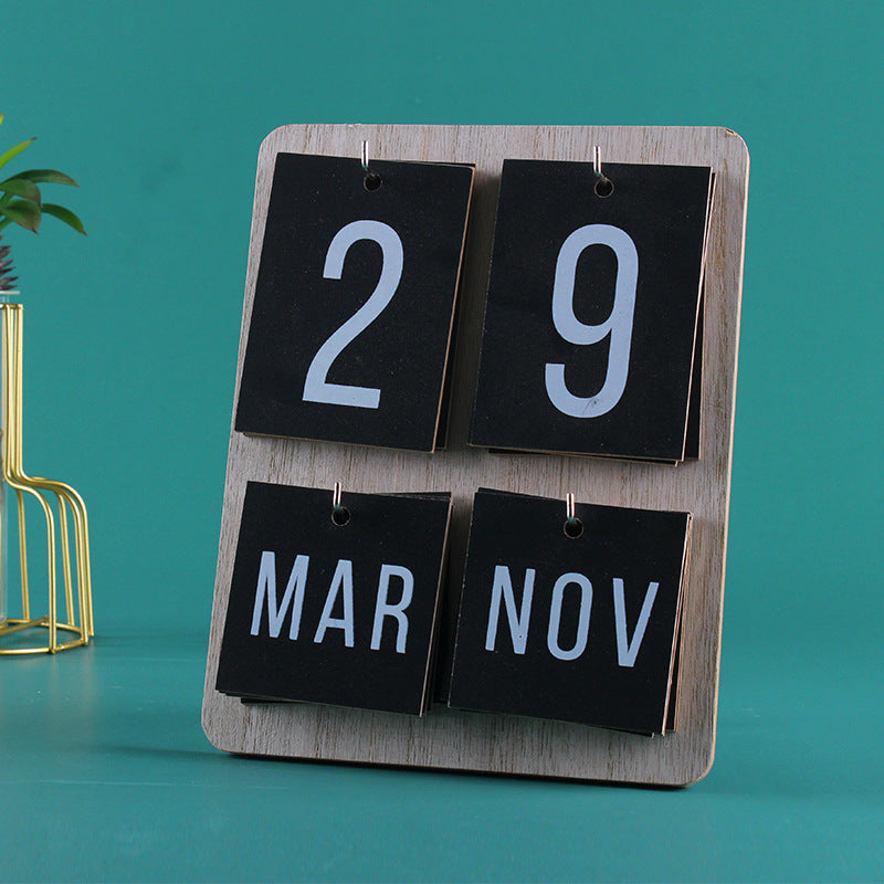 Wooden Manual Combination Perpetual Calendar – Pastoral Style Home Decor