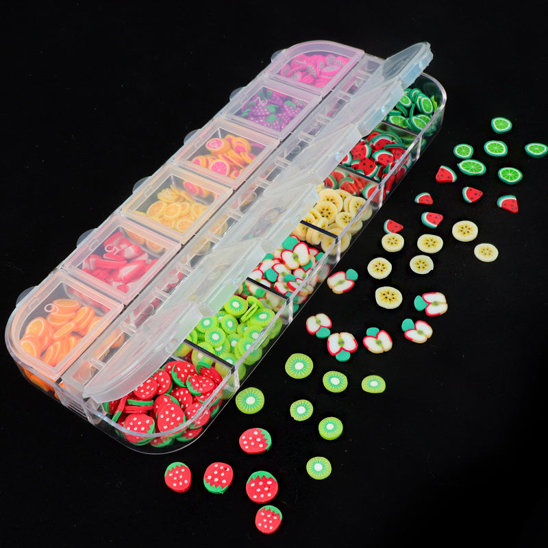 12 Color Fruit Soft Pottery Mixed Patch Summer Nail Jewelry Thin Patch Phototherapy Nail Jewelry