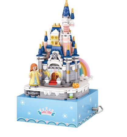 Castle Building Blocks, Rotating Music Box, Building Blocks, Creative Gifts