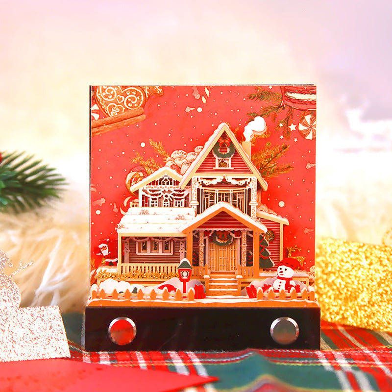 The Christmas Cottage 3D Paper Carving Three-dimensional Desk Calendar