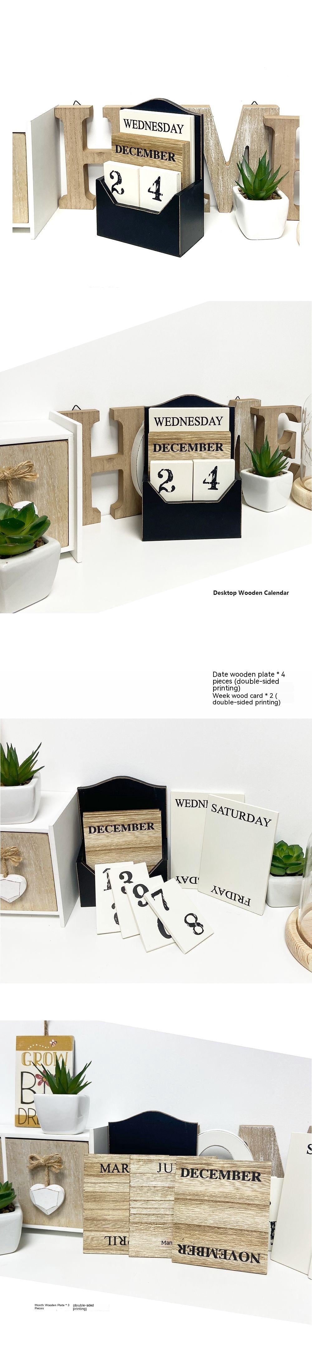 Retro Creative Wooden Desk Calendar Frame