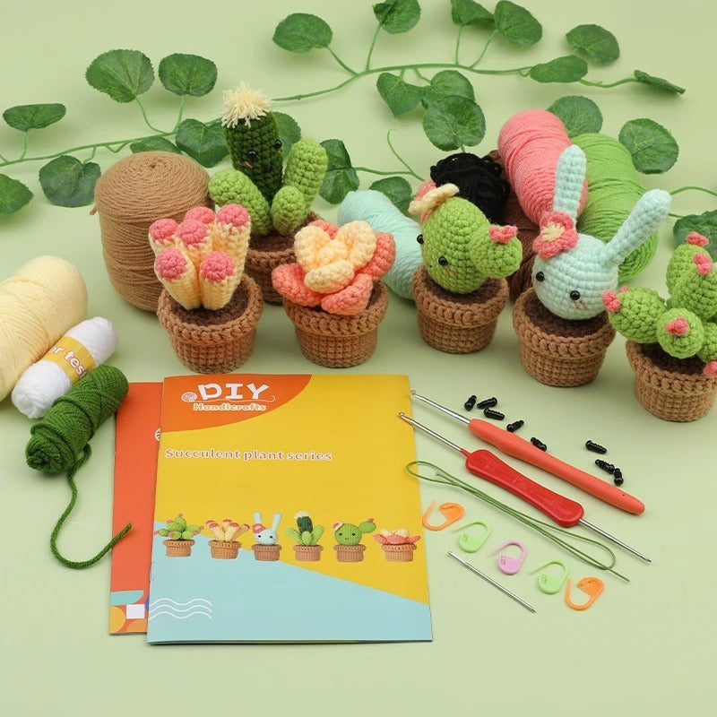 DIY Crochet Material Package for Beginners – Create Your Own Potted Plants 🌿🧶