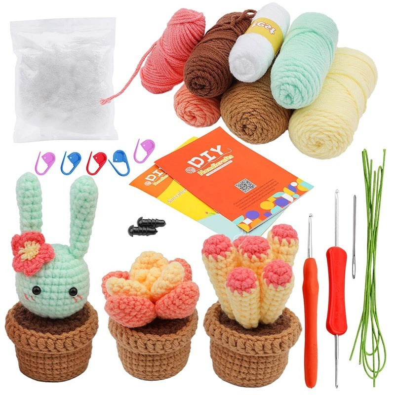 DIY Crochet Material Package for Beginners – Create Your Own Potted Plants 🌿🧶