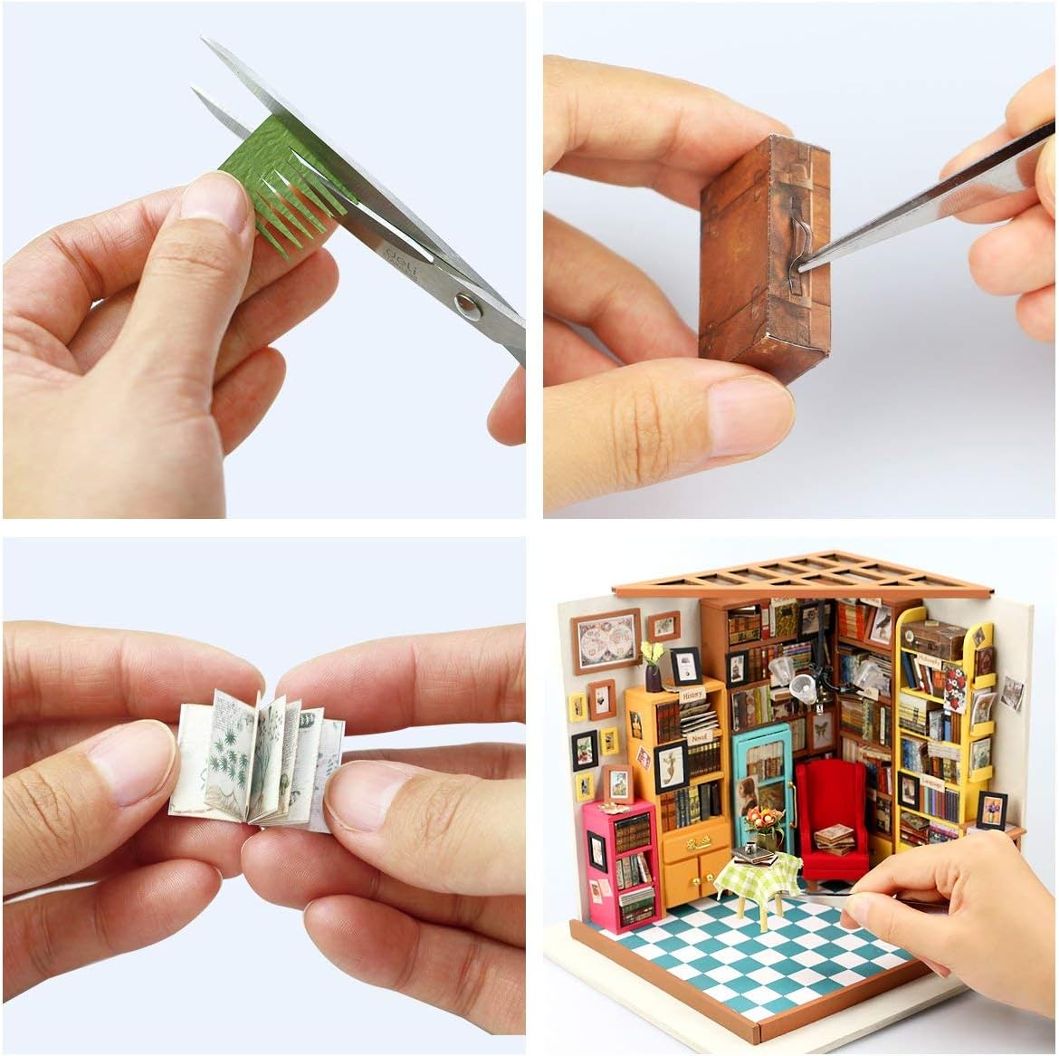 ROBOTIME Miniature Dollhouse Kits DG102-DG109 – DIY Wooden Model Craft