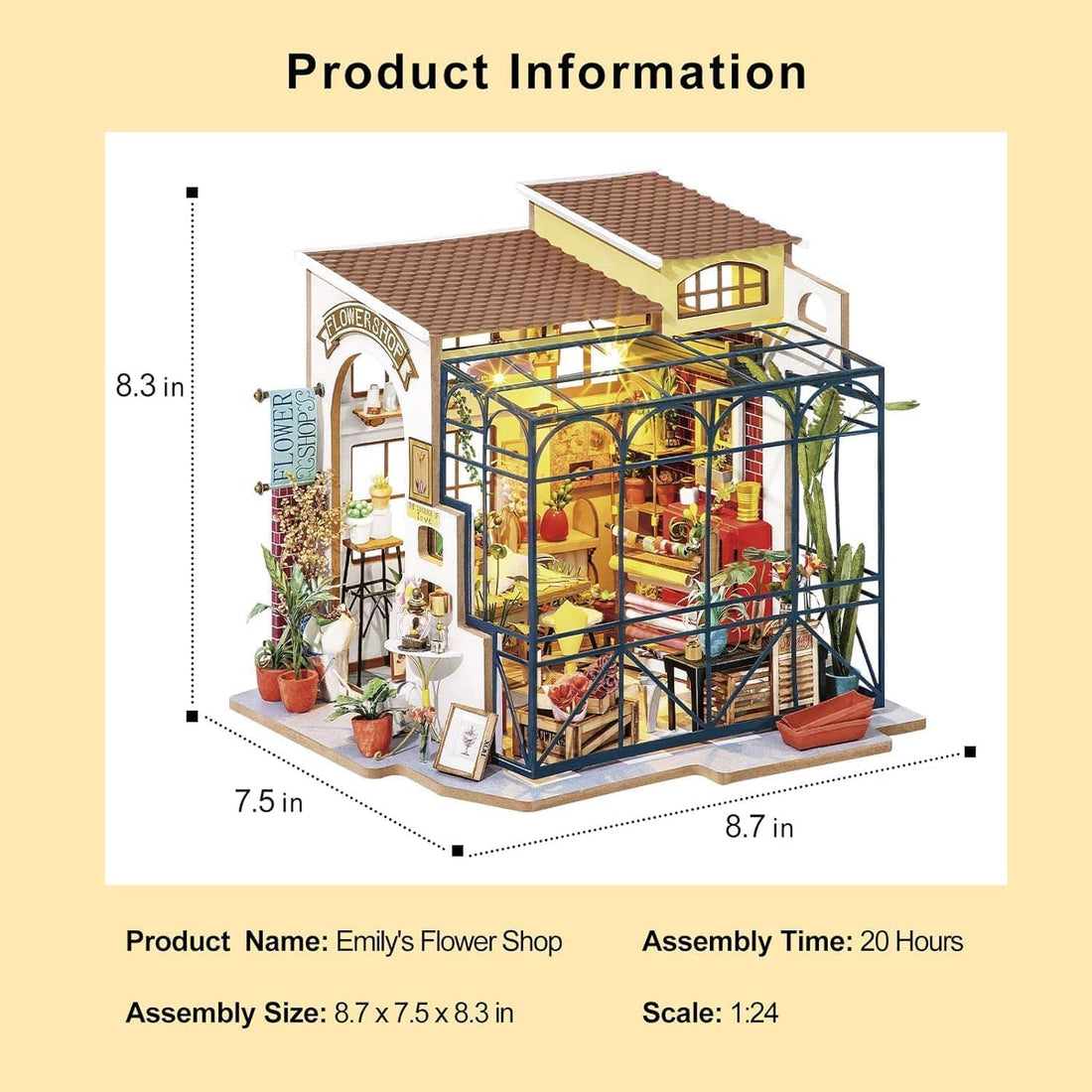 Rolife Emily’s Flower Shop Miniature House – DIY Wooden Kit
