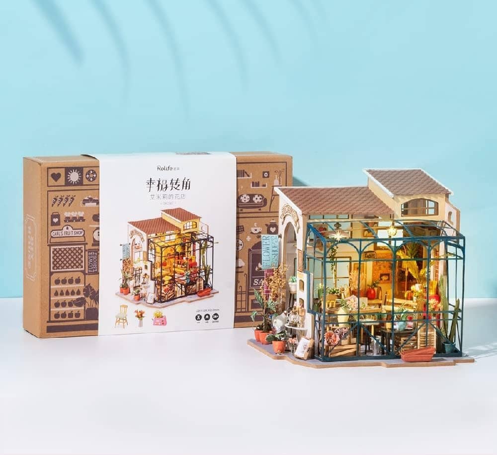 Rolife Emily’s Flower Shop Miniature House – DIY Wooden Kit