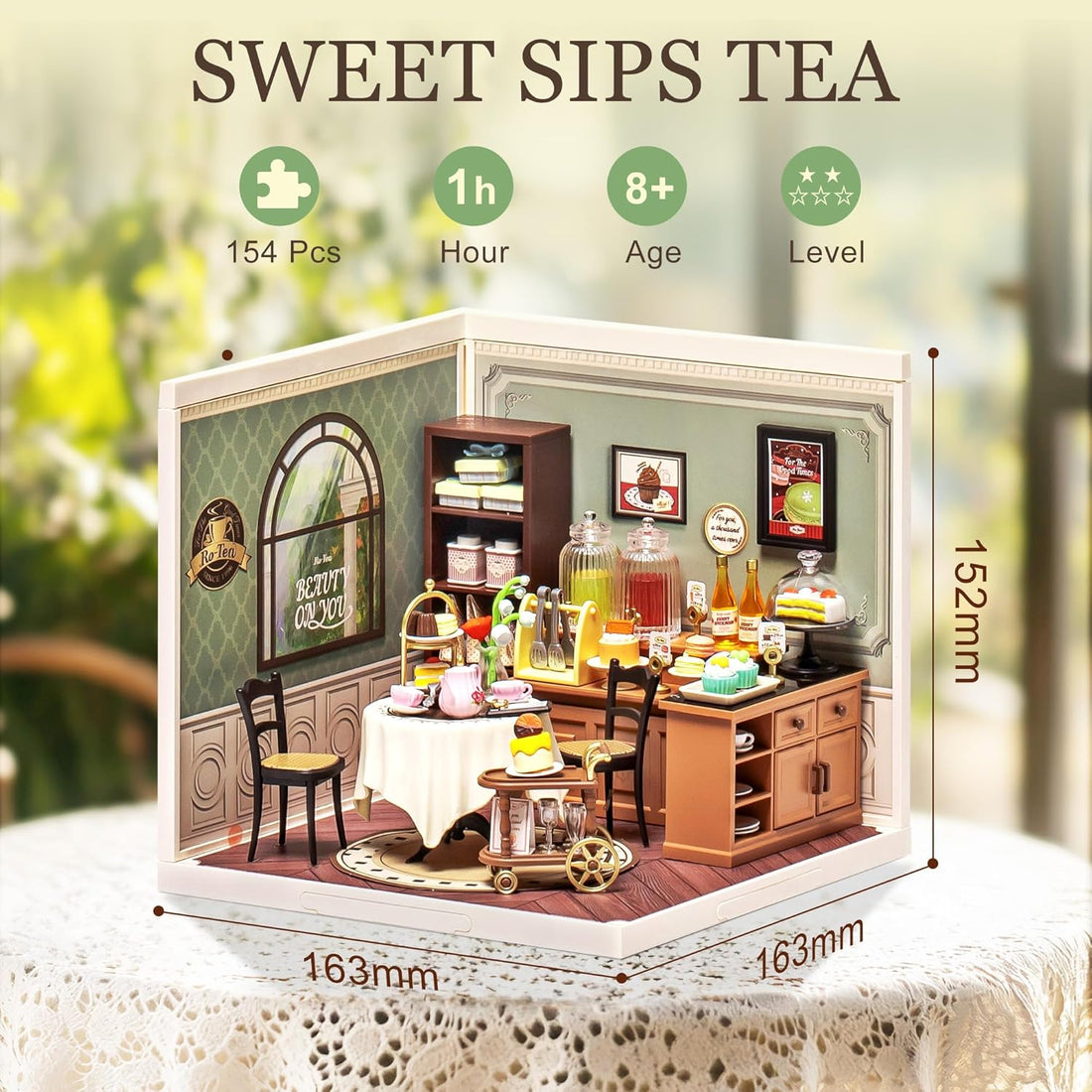 ROBOTIME Sweet Sips Tea House Miniature – DIY Dollhouse Kit