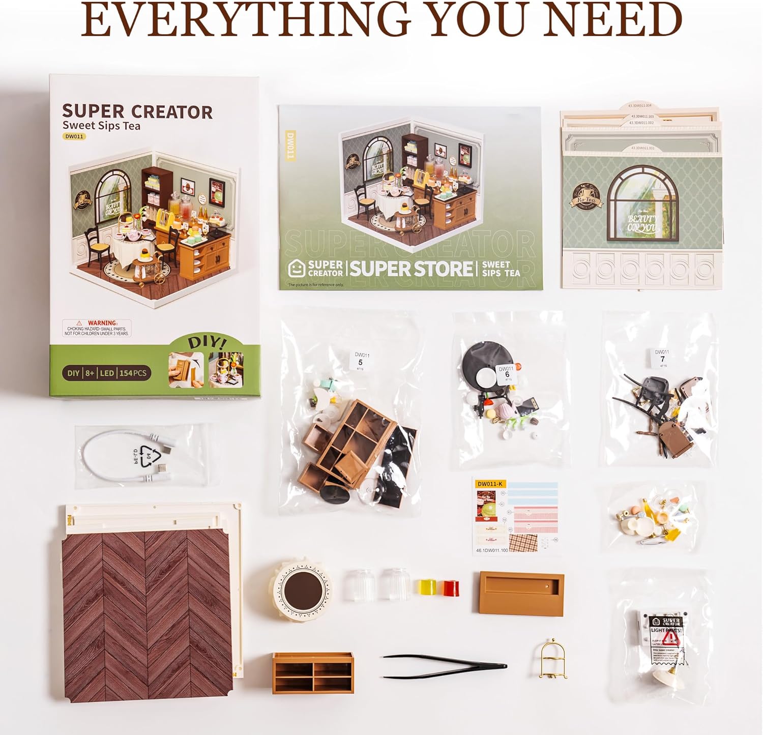 ROBOTIME Sweet Sips Tea House Miniature – DIY Dollhouse Kit
