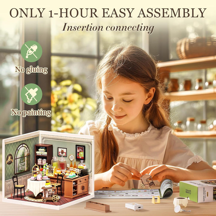 ROBOTIME Sweet Sips Tea House Miniature – DIY Dollhouse Kit