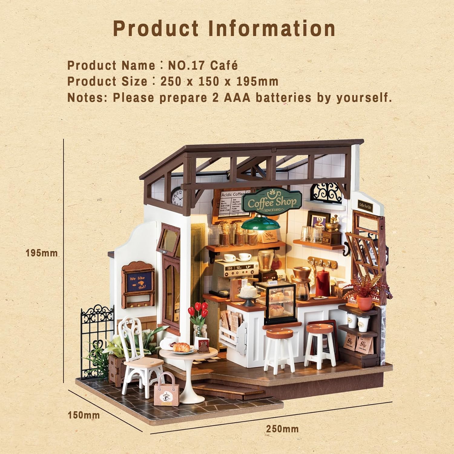 Rolife No.17 Café Miniature House DIY Kit with LED – DG162