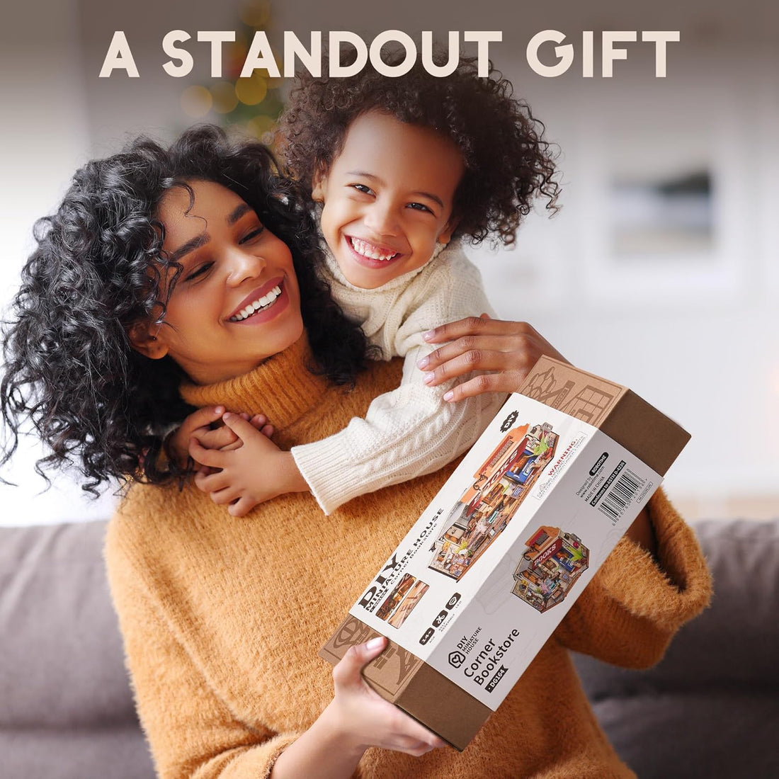 Robotime DIY Miniature Corner Bookstore Kit DG164 | LED Wooden Dollhouse