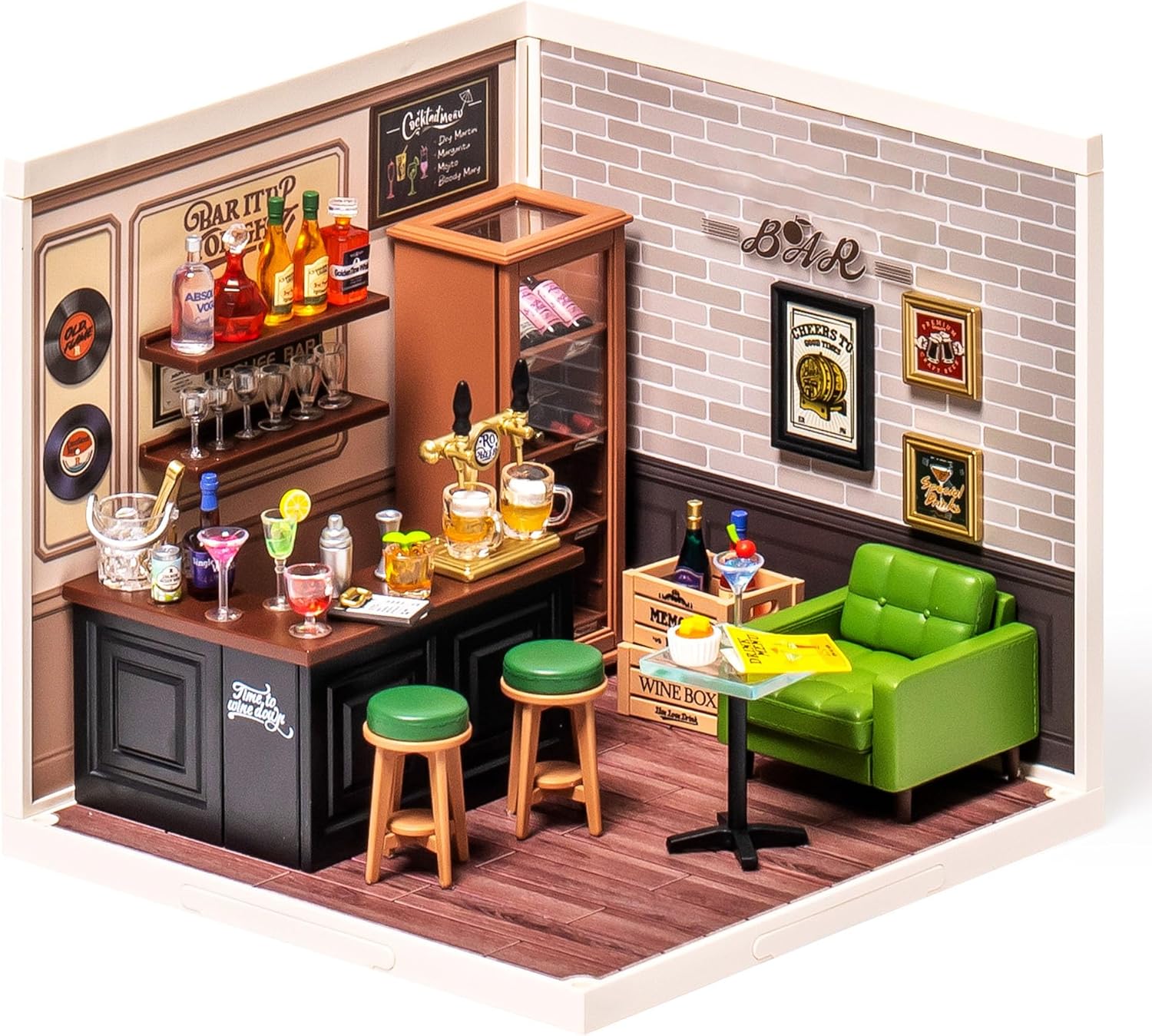 Robotime Rolife DIY Miniature Bar DW012 with LED | Creative Gift