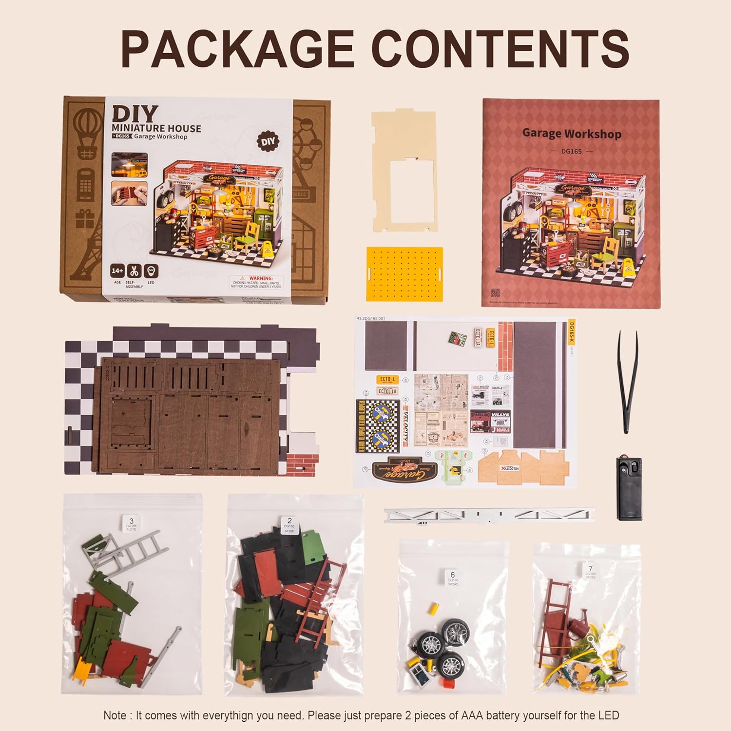 ROBOTIME Garage Workshop Miniature House – DIY Wooden Kit