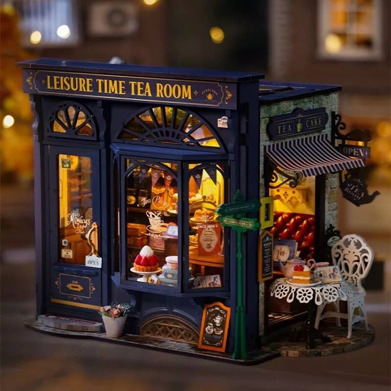ROBOTIME Leisure Time Tea Room Miniature House – DIY Wooden Kit