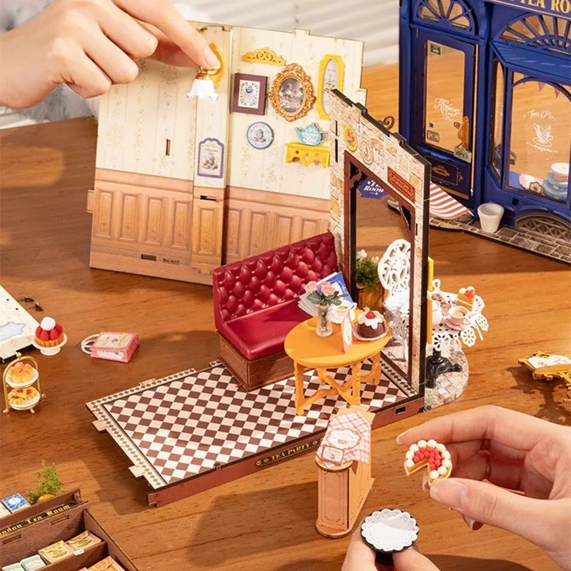 ROBOTIME Leisure Time Tea Room Miniature House – DIY Wooden Kit