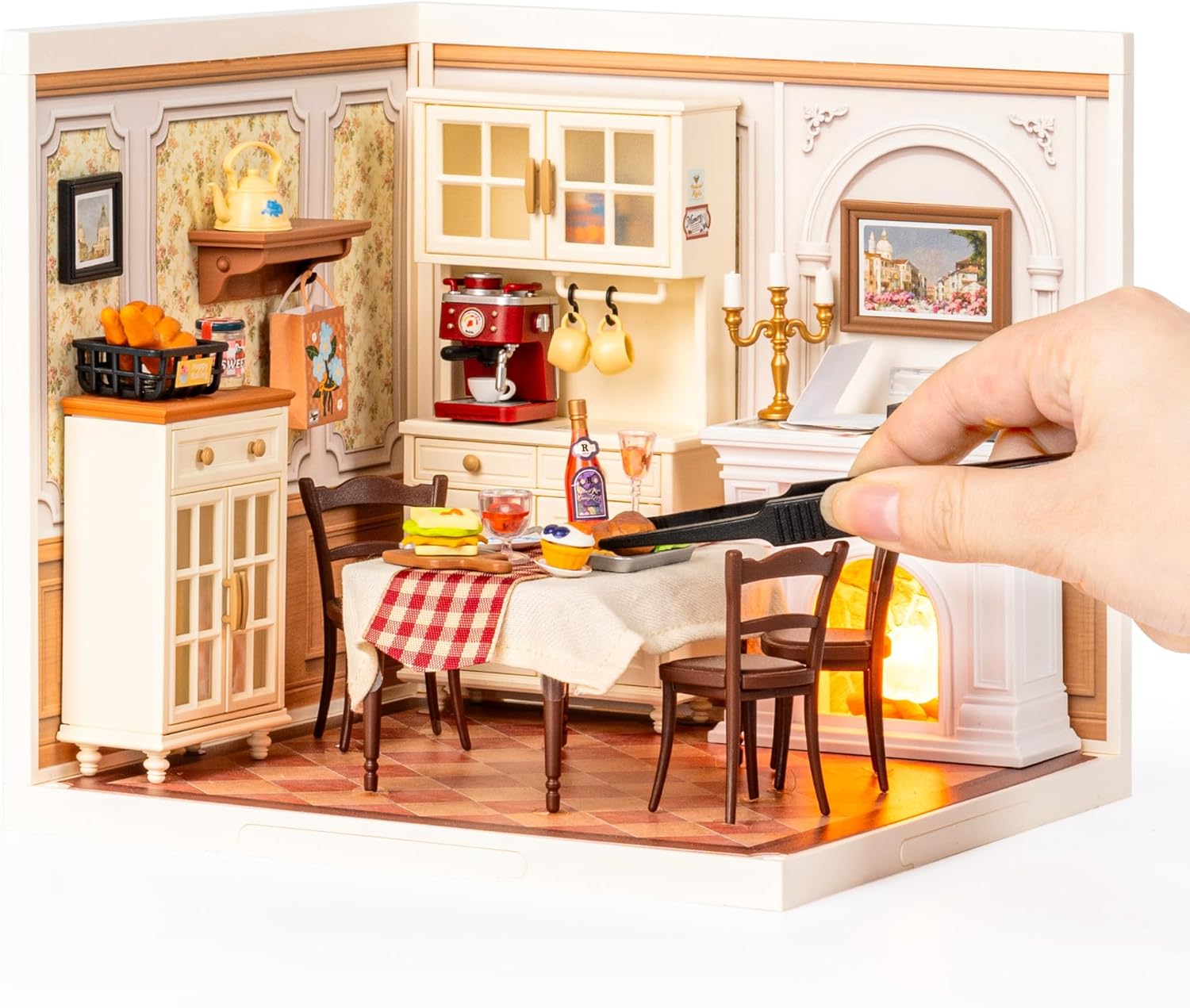 Robotime DIY Miniature Warm Dining Room Kit | Creative Gift for Adults & Kids