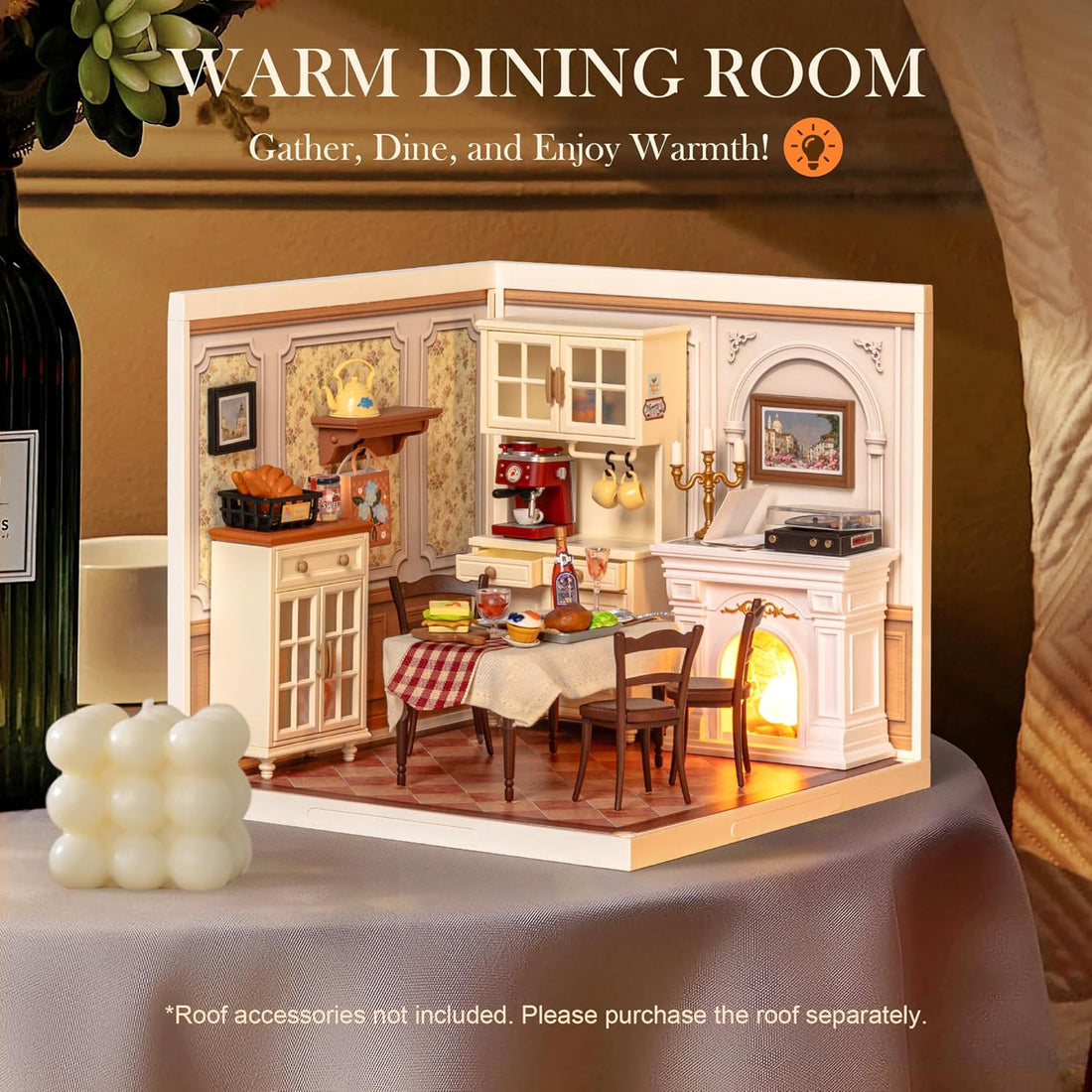 Robotime DIY Miniature Warm Dining Room Kit | Creative Gift for Adults & Kids