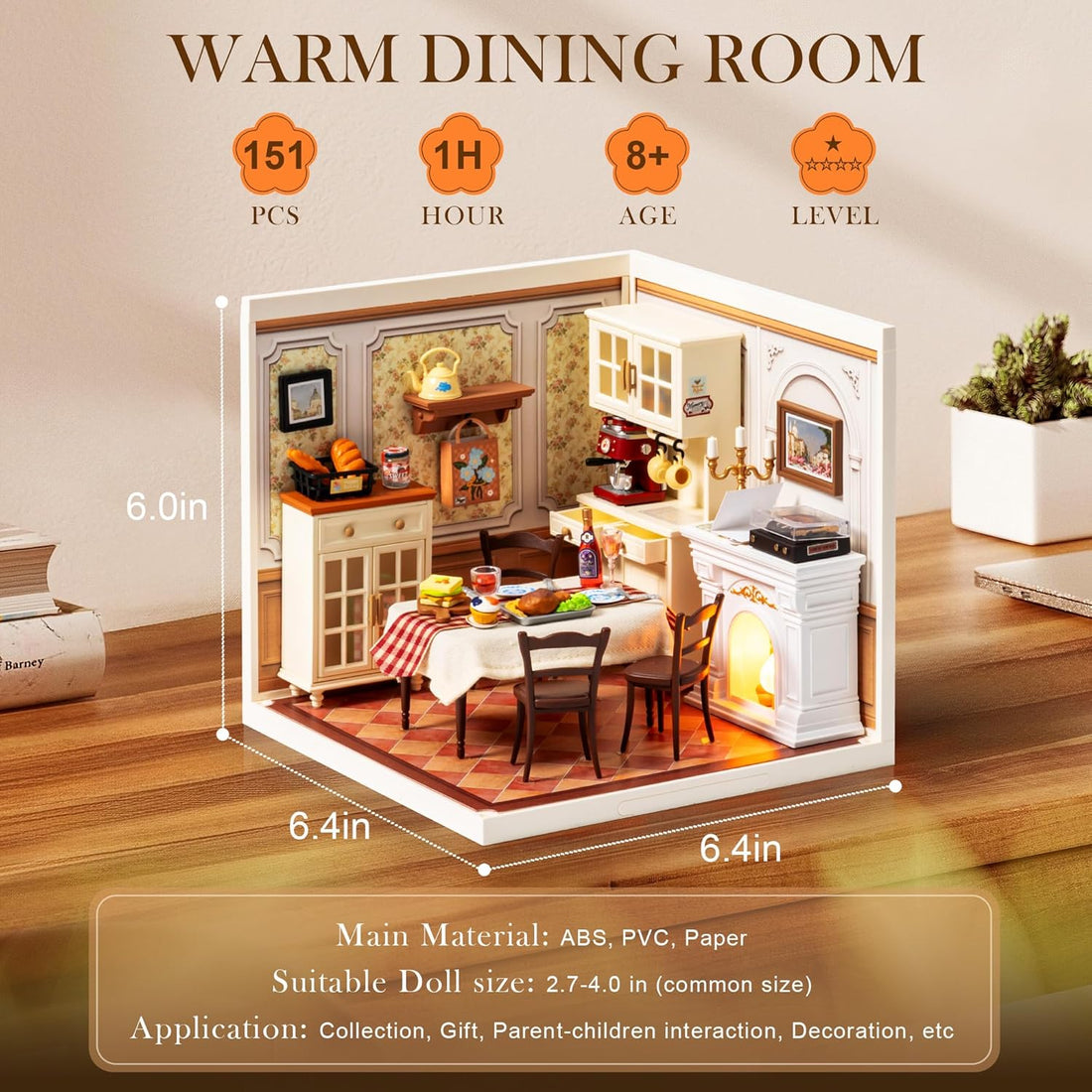 Robotime DIY Miniature Warm Dining Room Kit | Creative Gift for Adults & Kids