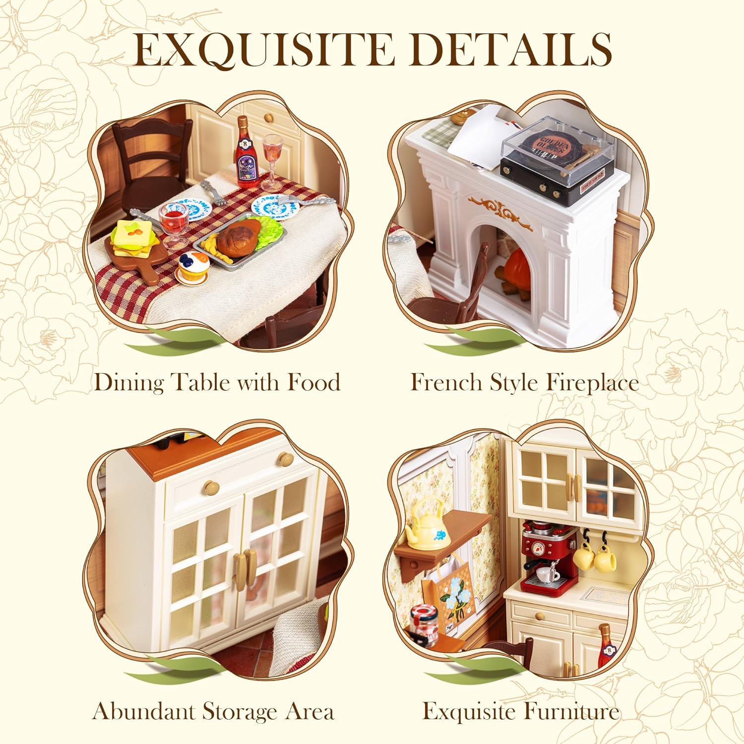 Robotime DIY Miniature Warm Dining Room Kit | Creative Gift for Adults & Kids