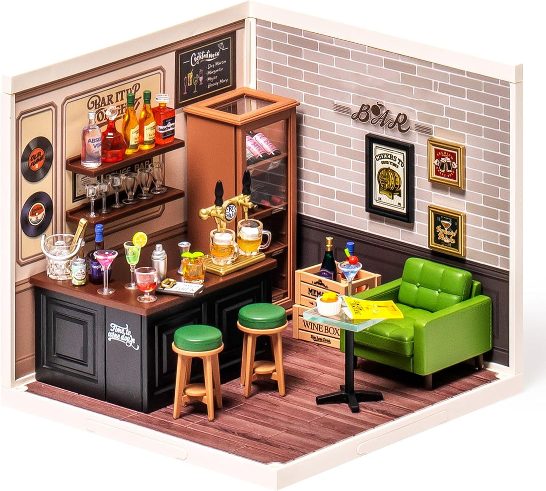Robotime Rolife DIY Miniature Bar DW012 with LED | Creative Gift