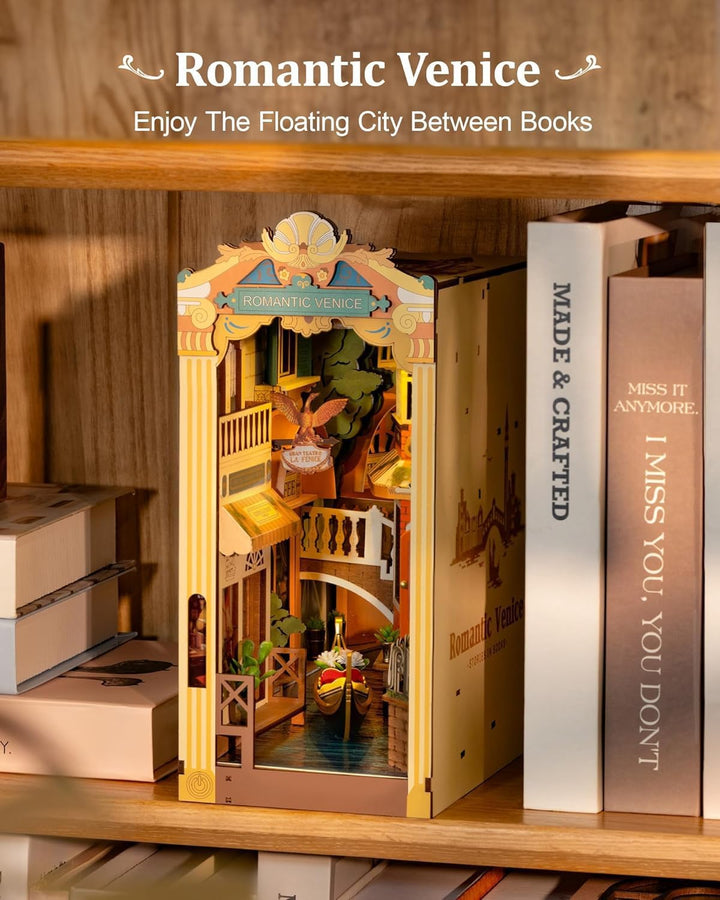 ROBOTIME Romantic Venice Book Nook Kit – DIY 3D Wooden Puzzle