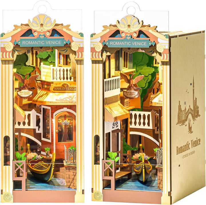 ROBOTIME Romantic Venice Book Nook Kit – DIY 3D Wooden Puzzle