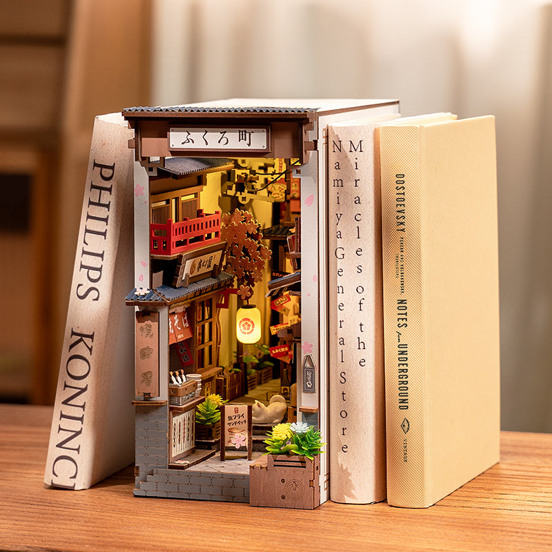 ROBOTIME Sakura Wine Alley Miniature Book Nook – DIY Wooden Kit