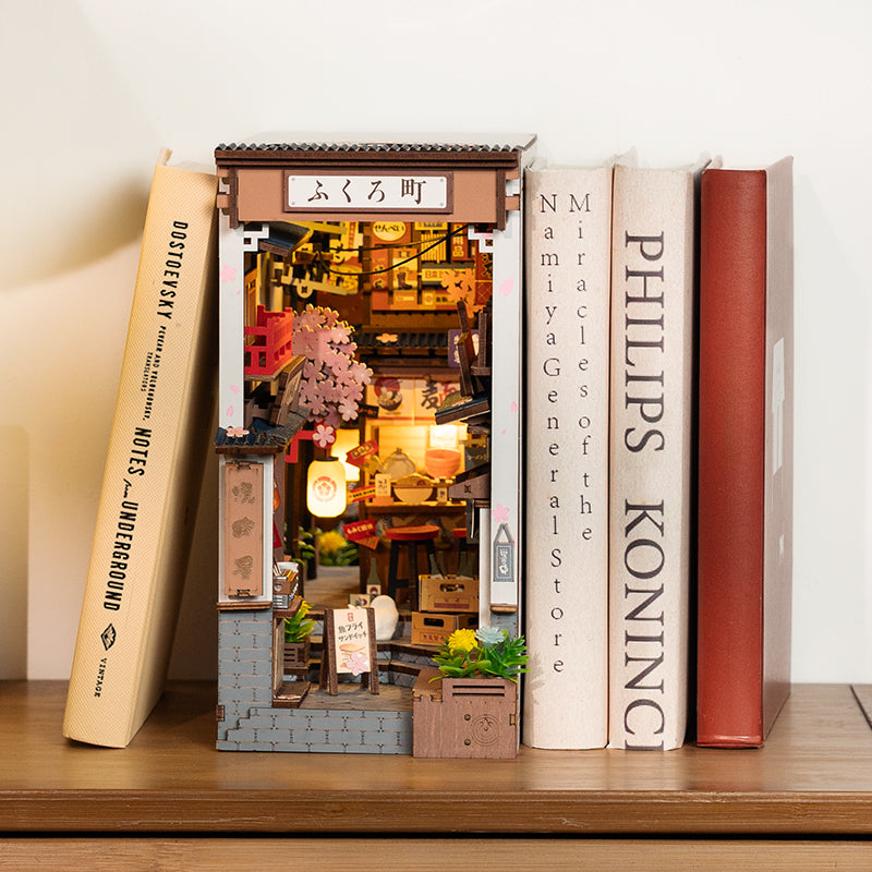 ROBOTIME Sakura Wine Alley Miniature Book Nook – DIY Wooden Kit
