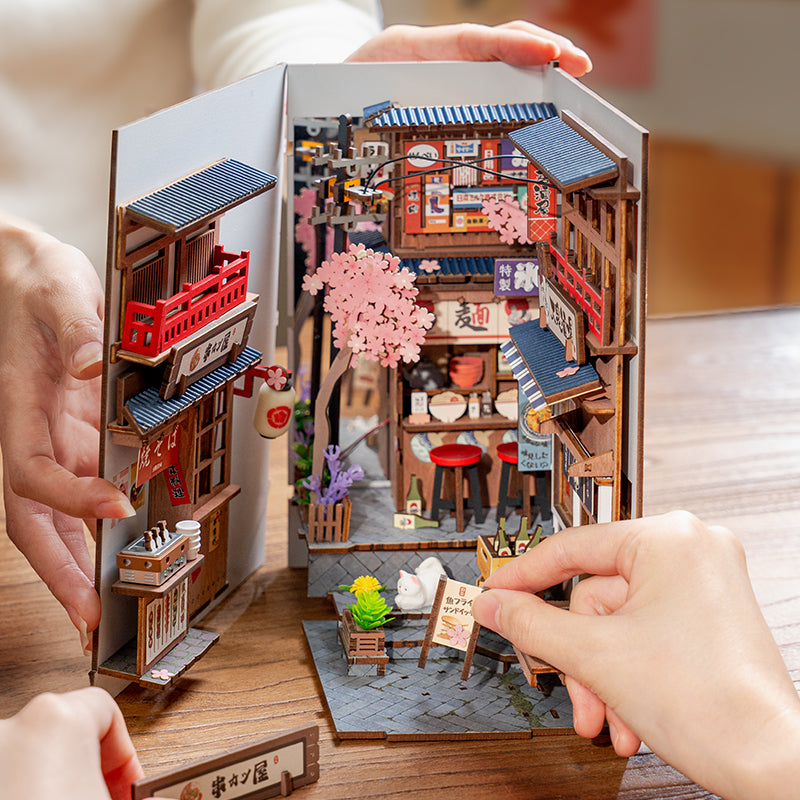 ROBOTIME Sakura Wine Alley Miniature Book Nook – DIY Wooden Kit