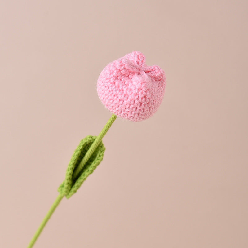 Finished Handmade Crochet Tulip Fake Flower Simulation